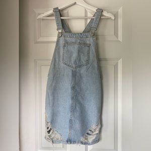 Topshop Denim Overalls Dress